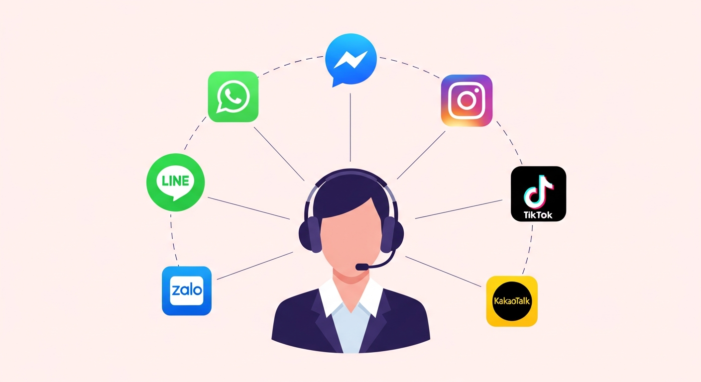 Amoeba Talk Multi-Channel Customer Service Illustration